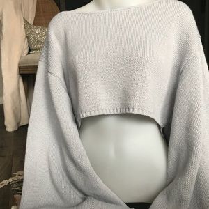 Bell sleeve Crop Grey Sweater